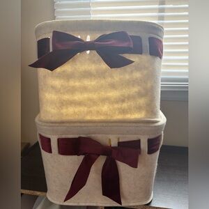 Threshold Ivory Felt Baskets with Red Velvet Ribbons
